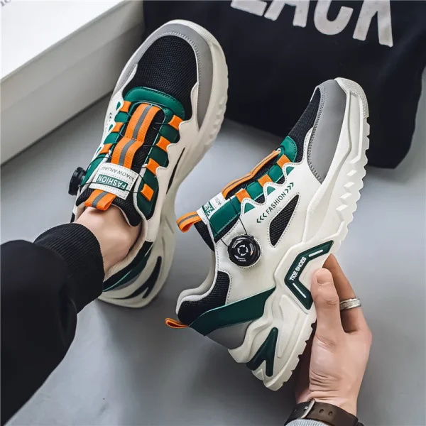 Men's Korean rotating buckle trendy casual sports shoes four season soft soled non slip outdoor running shoes student sneakers - Image 5