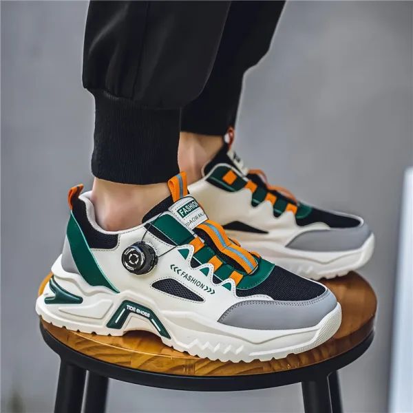 Men's Korean rotating buckle trendy casual sports shoes four season soft soled non slip outdoor running shoes student sneakers - Image 3