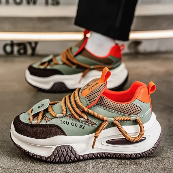 Plus Size 48 Green Trend Sneakers Male Breathable Chunky Casual Sneakers Man Lace-up Original Designer Shoes Men zapatos hombre - Image 5