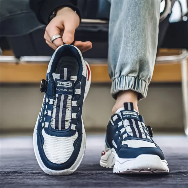 Men's Korean rotating buckle trendy casual sports shoes four season soft soled non slip outdoor running shoes student sneakers - Image 6