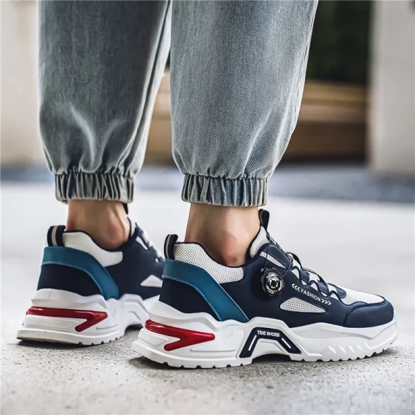 Men's Korean rotating buckle trendy casual sports shoes four season soft soled non slip outdoor running shoes student sneakers - Image 4