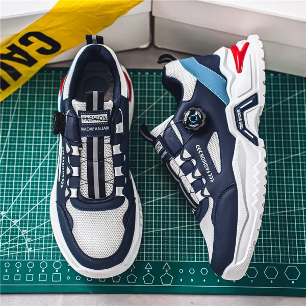 Men's Korean rotating buckle trendy casual sports shoes four season soft soled non slip outdoor running shoes student sneakers - Image 2